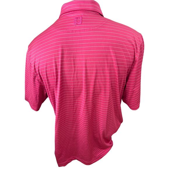 FootJoy Mens Large Pink Striped Short Sleeve Polo - Picture 3 of 5